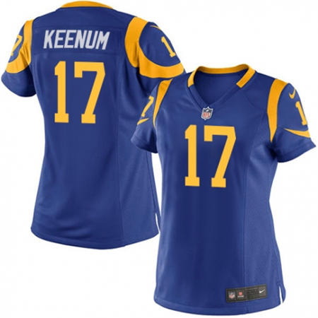 WoMen  Los Angeles Rams 17 Case Keenum Royal Blue Alternate Stitched NFL Jersey