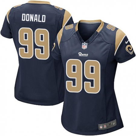 WoMen  Los Angeles Rams 99 Aaron Donald Navy Blue Team Color Stitched NFL Jersey