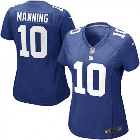 WoMen  New York Giants 10 Eli Manning Royal Blue Team Color Stitched NFL Jersey