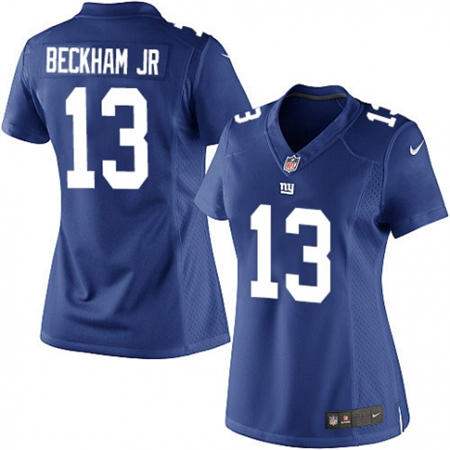 WoMen  New York Giants 13 Odell Beckham Jr Limited Royal Blue Team Color NFL Jersey