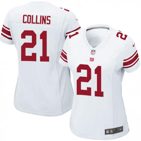 WoMen  New York Giants 21 Landon Collins White Stitched NFL Jersey