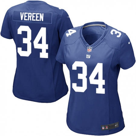 WoMen  New York Giants 34 Shane Vereen Royal Blue Team Color Stitched NFL Jersey
