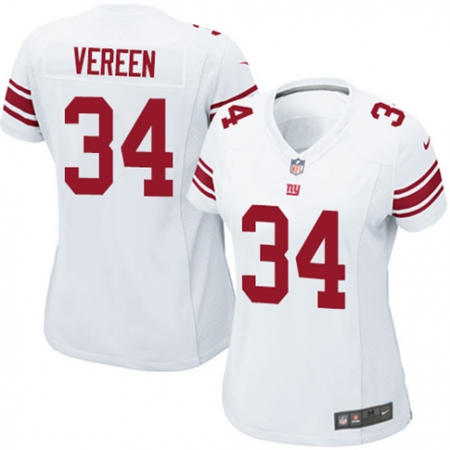 WoMen  New York Giants 34 Shane Vereen White Stitched NFL Jersey