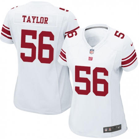 WoMen  New York Giants 56 Lawrence Taylor White Stitched NFL Jersey