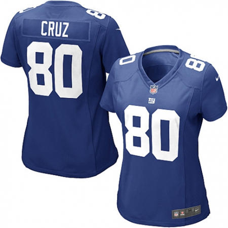 WoMen  New York Giants 80 Victor Cruz Royal Blue Team Color Stitched NFL Jersey