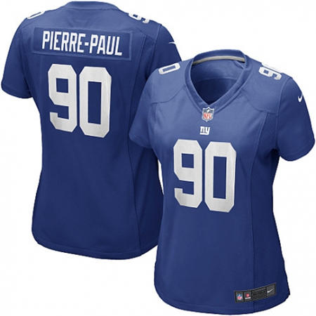 WoMen  New York Giants 90 Jason Pierre Paul Royal Blue Team Color Stitched NFL Jersey