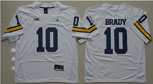 Wolverines 10 Tom Brady White Jordan Brand Stitched NCAA Jersey