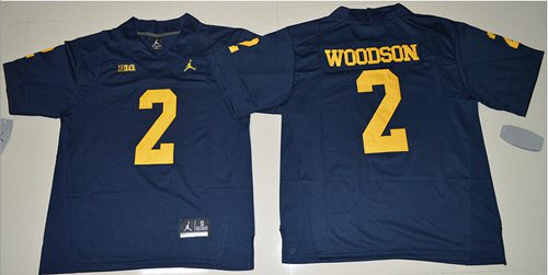 Wolverines 2 Charles Woodson Navy Blue Jordan Brand Stitched NCAA Jersey
