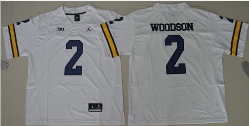 Wolverines 2 Charles Woodson White Jordan Brand Stitched NCAA Jersey