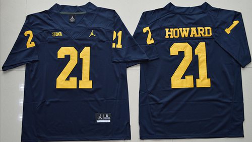 Wolverines 21 Desmond Howard Navy Blue Jordan Brand Stitched NCAA Jersey