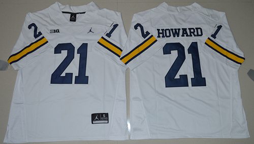 Wolverines 21 Desmond Howard White Jordan Brand Stitched NCAA Jersey