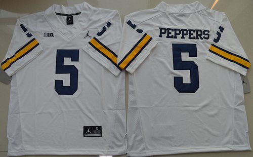 Wolverines 5 Jabrill Peppers White Jordan Brand Stitched NCAA Jersey