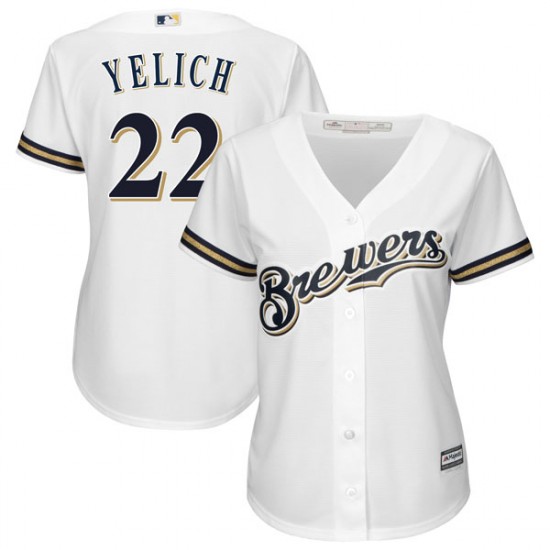Women's Majestic Christian Yelich Milwaukee Brewers Player White Cool Base Home Jersey