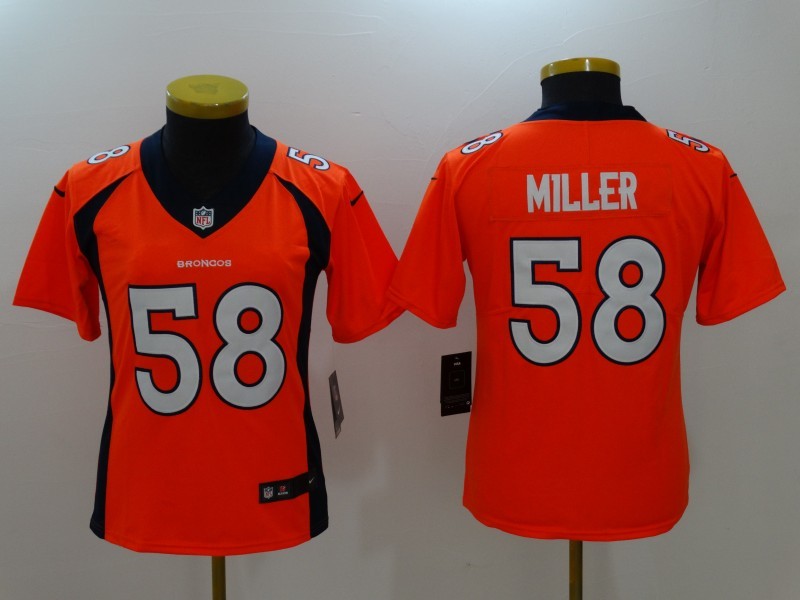 Women's  Denver Broncos #58 Von Miller Orange 2017 Vapor Untouchable Limited Stitched Jersey
