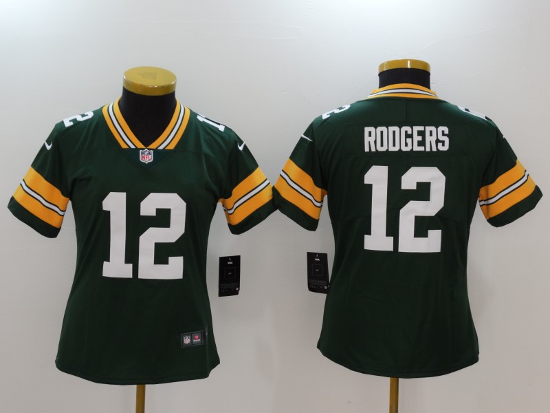Women's  Green Bay Packers #12 Aaron Rodgers Green 2017 Vapor Untouchable Limited Stitched Jersey