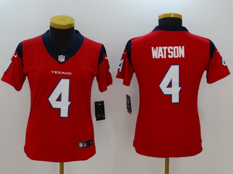 Women's  Houston Texans 4 J.J Deshaun Watson Red 2017 Vapor Untouchable Limited Stitched Jersey