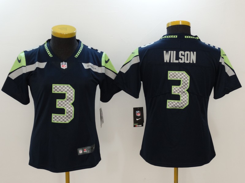 Women's  Seattle Seahawks #3 Russell Wilson Blue 2017 Vapor Untouchable Limited Stitched Jersey