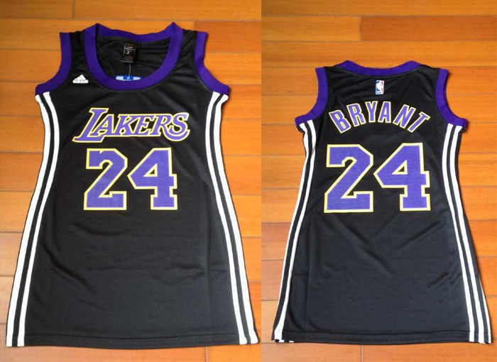 Women NBA Los Angeles Lakers 24 Kobe Bryant Blacc Dress Jersey