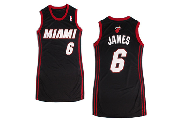 Women NBA Miami Heat 6 LeBron James Black Dress Jersey