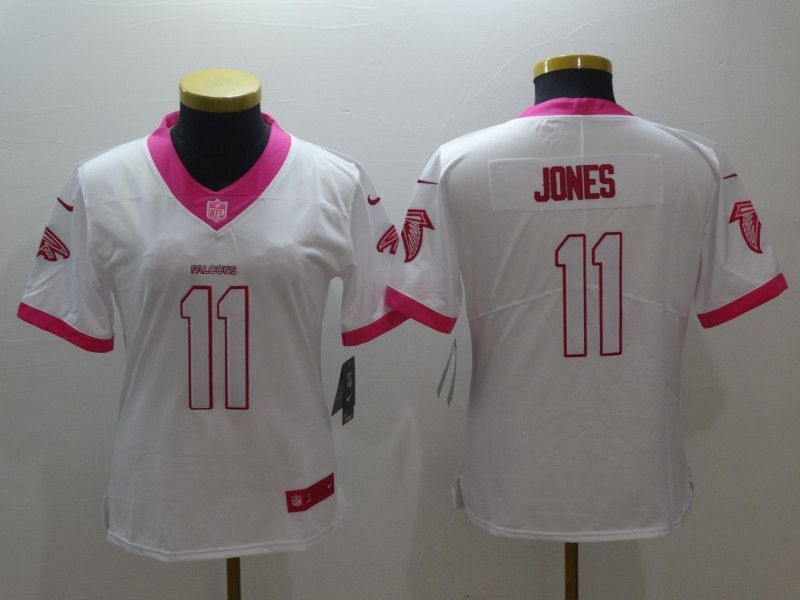 Women  Atlanta Falcons 11 Julio Jones Limited Rush Fashion Pink NFL Jersey
