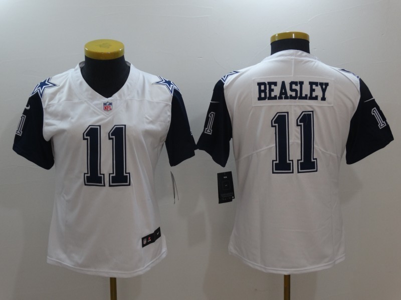 Women  Dallas Cowboys 11 Cole Beasley Limited White Rush NFL Jersey