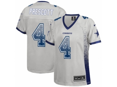 Women  Dallas Cowboys 4 Dak Prescott Limited Grey Drift Fashion NFL Jersey