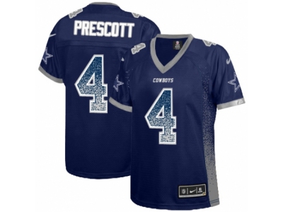 Women  Dallas Cowboys 4 Dak Prescott Limited Navy Blue Drift Fashion NFL Jersey