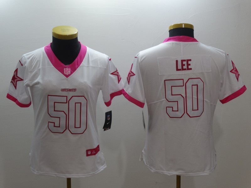 Women  Dallas Cowboys 50 Sean Lee Limited Rush Fashion Pink NFL Jersey