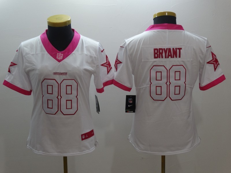 Women  Dallas Cowboys 88 Dez Bryant Limited Rush Fashion Pink NFL Jersey