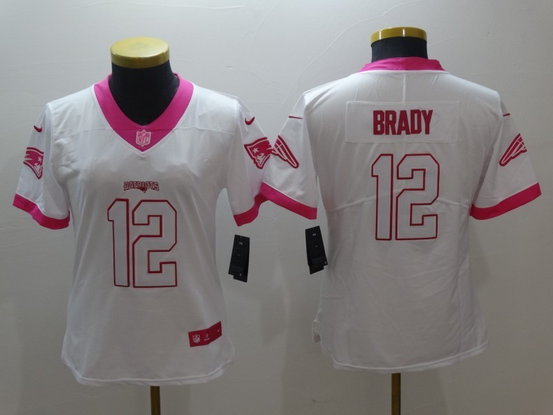 Women  New England Patriots 12 Tom Brady Limited Rush Fashion Pink NFL Jersey