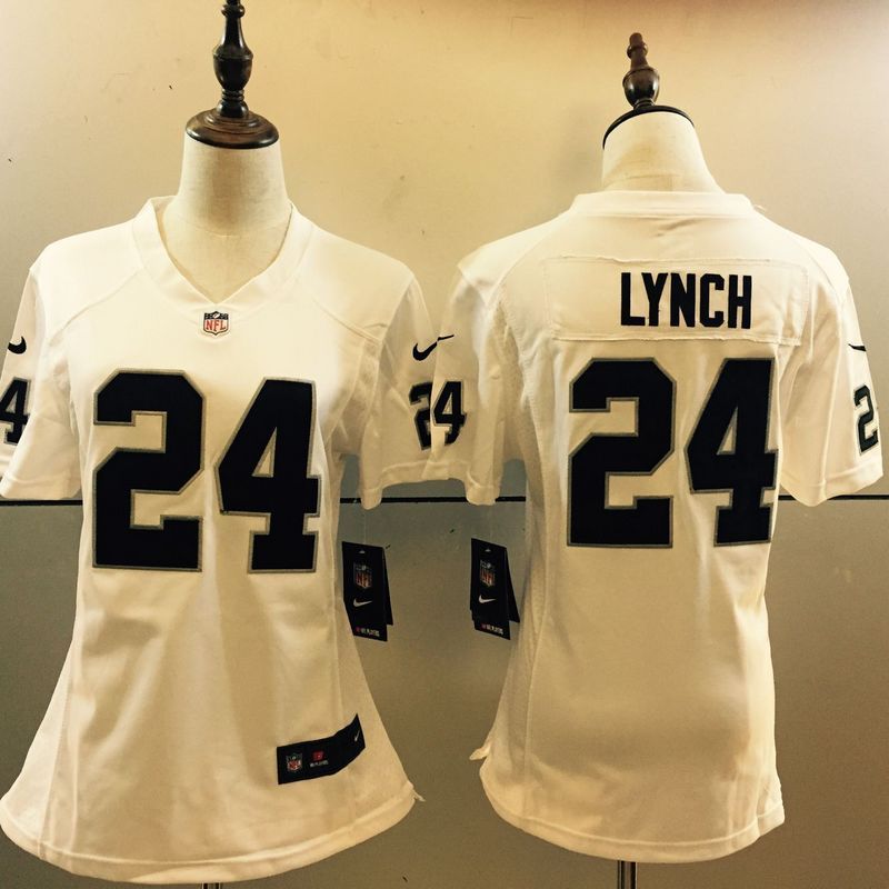Women  Oakland Raiders 24 Marshawn Lynch Limited White NFL Jersey