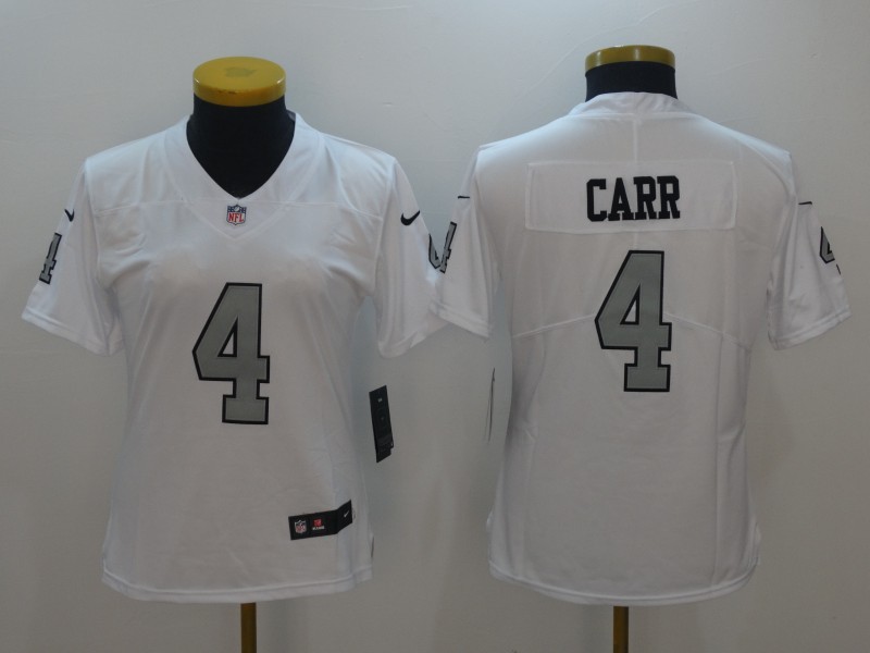 Women  Oakland Raiders 4 Derek Carr Limited White Rush NFL Jersey