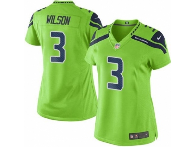 Women  Seattle Seahawks 3 Russell Wilson Green Stitched NFL Limited Rush Jersey