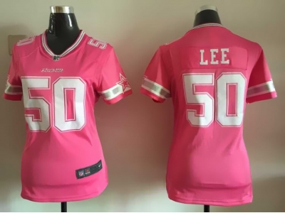 Women  dallas cowboys 50 Sean Lee pink jerseys