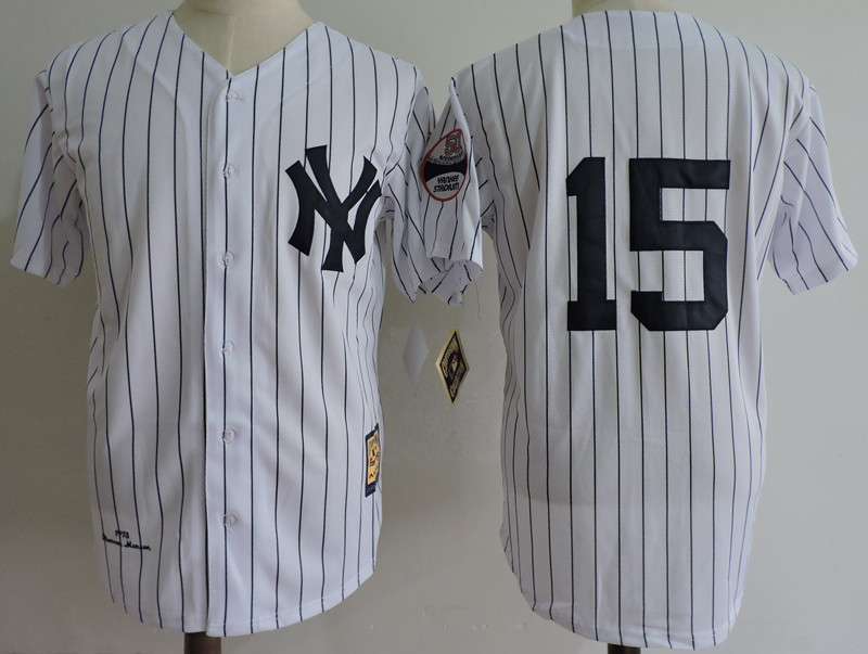 Yankees 15 Thurman Munson White Cooperstown Collection Throwback Jersey