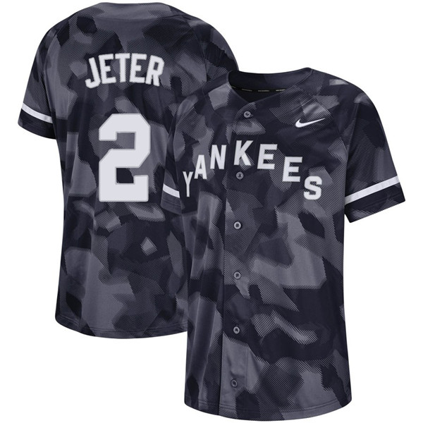Yankees 2 Derek Jeter Black Camo Fashion Jersey
