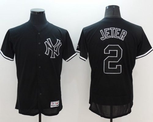 Yankees 2 Derek Jeter Black Fashion Flexbase Authentic Collection Stitched MLB Jersey