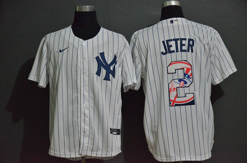 Yankees 2 Derek Jeter White Nike 2020 Nike Cool Base Fashion Jersey