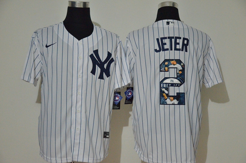 Yankees 2 Derek Jeter White Nike Cool Base Player Jersey