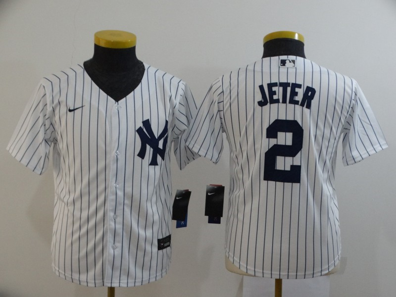 Yankees 2 Derek Jeter White Youth 2020 Nike Cool Base Jersey