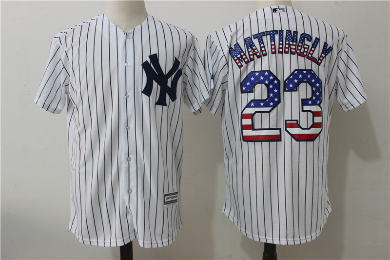 Yankees 23 Mattingly white USA Flag Fashion MLB Jersey
