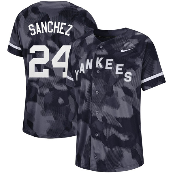 Yankees 24 Gary Sanchez Black Camo Fashion Jersey