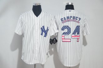 Yankees 24 Sanchez white USA Flag Fashion MLB Jersey