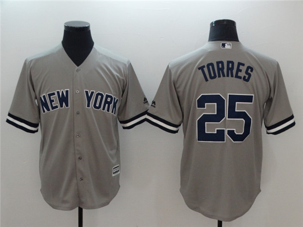 Yankees 25 Gleyber Torres Gray Cool Base Replica Player Jersey