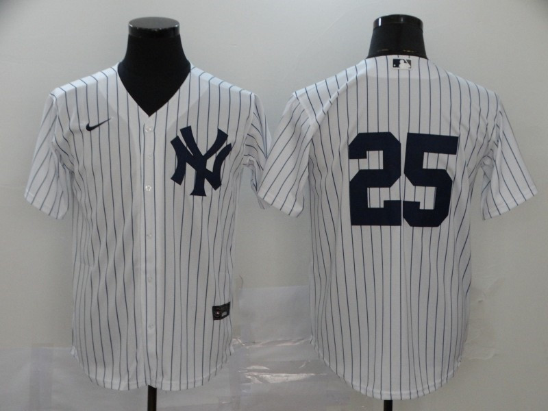 Yankees 25 Gleyber Torres White 2020 Nike Cool Base Jersey