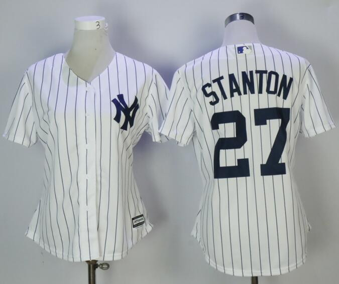 Yankees 27 Giancarlo Stanton White Women Cool Base Jersey