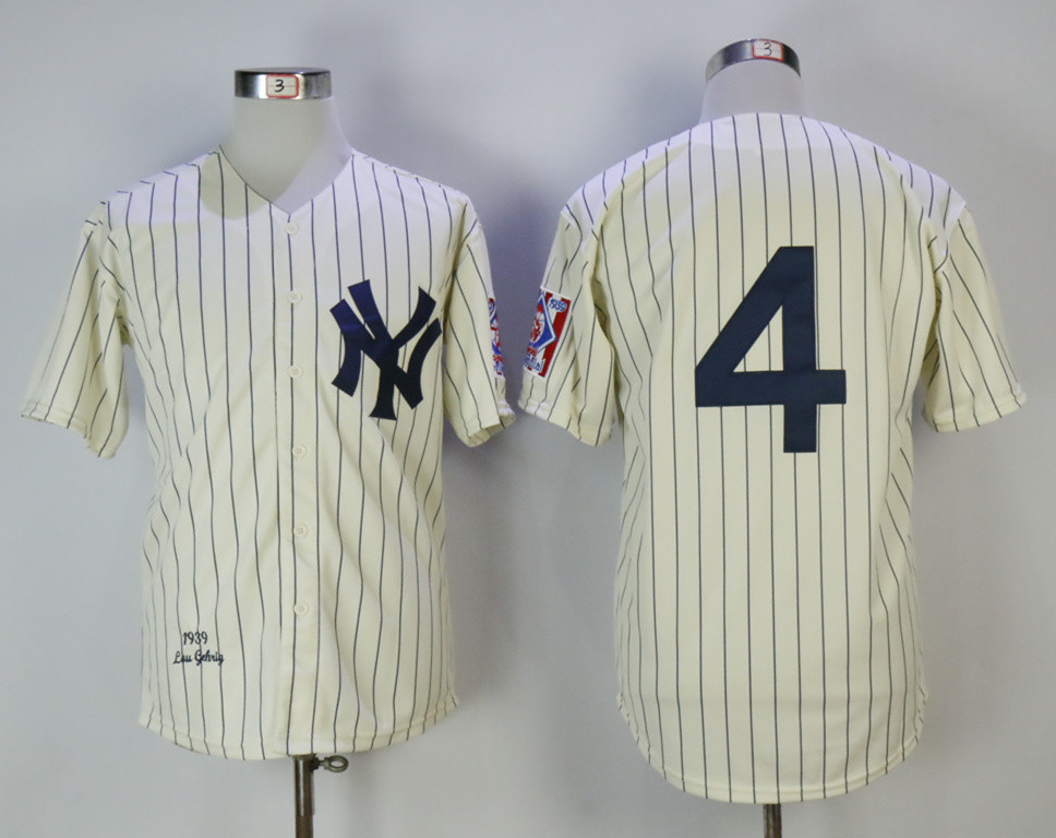 Yankees 4 Lou Gehrig Cream 1939 Mitchell & Ness Jersey