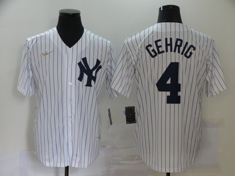 Yankees 4 Lou Gehrig White Nike 2020 Cool Base Jersey