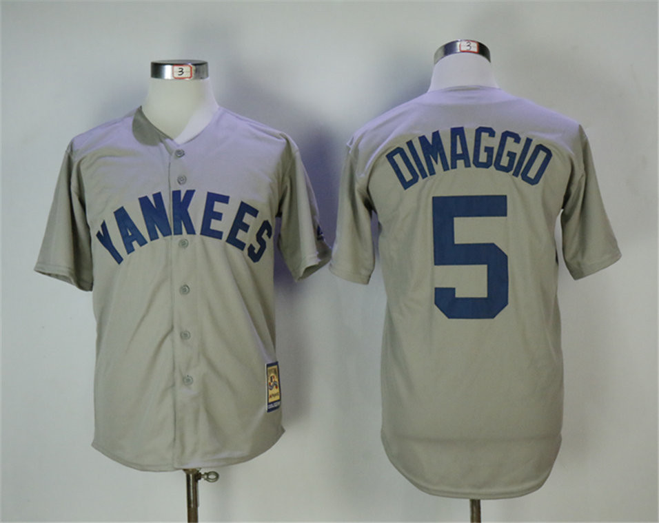 Yankees 5 Joe Dimaggio Gray Cooperstown Collection Throwback Jersey