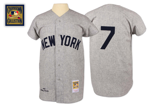 Yankees 7 Mickey Mantle Gray 1961 Cooperstown Collection Jersey